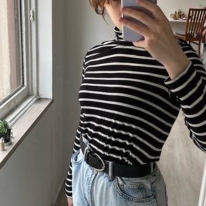 Black and White Striped Turtleneck